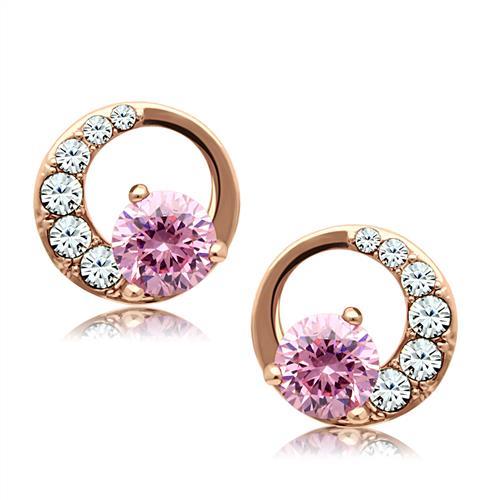 CJG2070 Wholesale Women's Stainless Steel IP Rose Gold AAA Grade CZ Rose Earrings