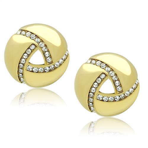 CJG2071 Wholesale Women&#39;s Stainless Steel IP Gold Top Grade Crystal Clear Earrings