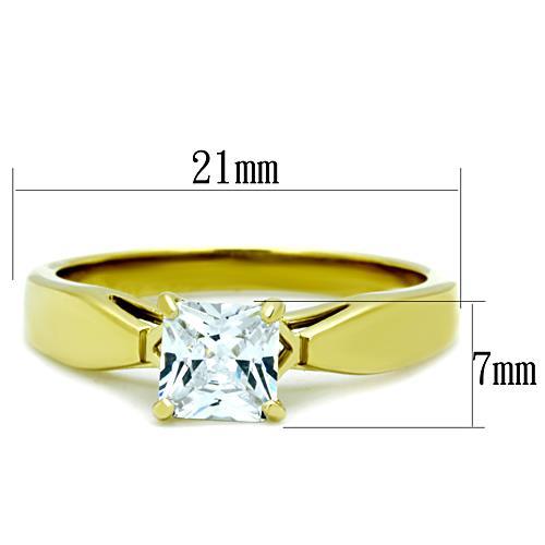 CJ1511 Wholesale Women&#39;s Stainless Steel IP Gold AAA Grade Clear Cubic Zirconia Princess Cut Promise Ring