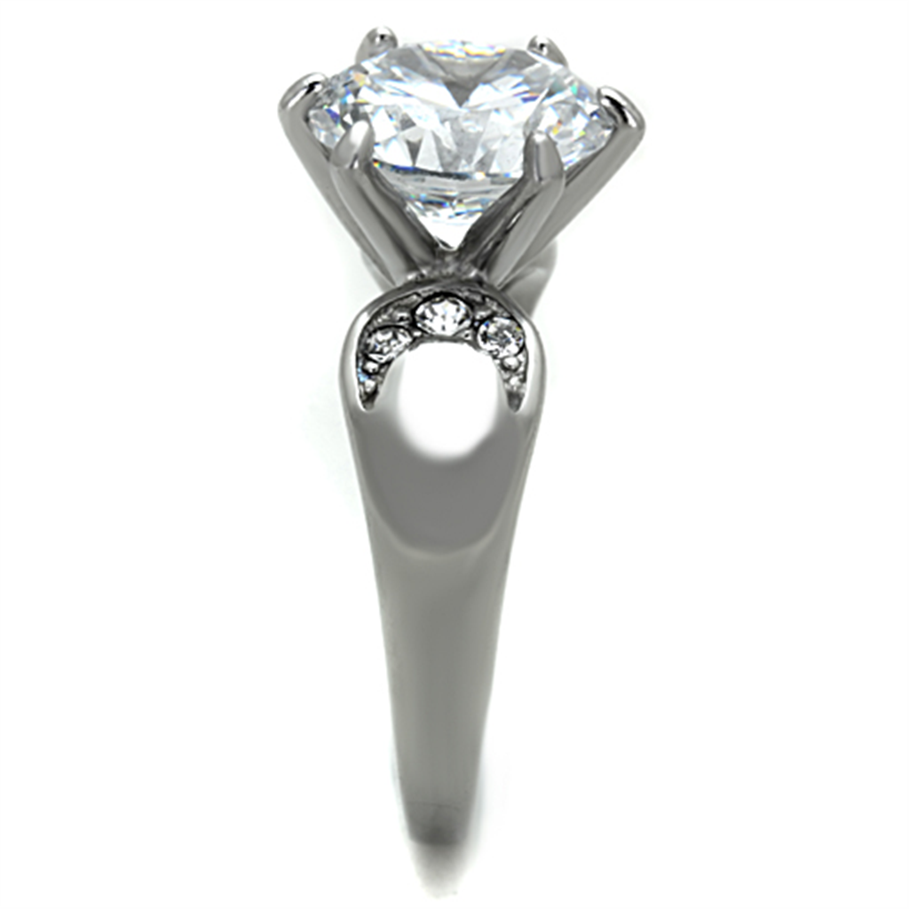 CJE1536 Wholesale Stainless Steel Clear CZ Round Cut Solitaire Ring