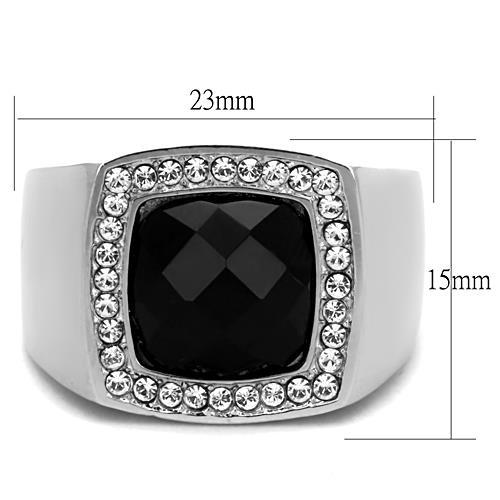 CJ1616 Wholesale Women's Stainless Steel Semi-Precious Jet Black Sphere Ring