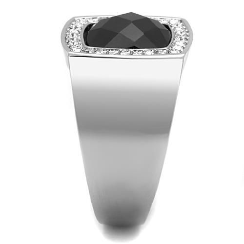 CJ1616 Wholesale Women's Stainless Steel Semi-Precious Jet Black Sphere Ring