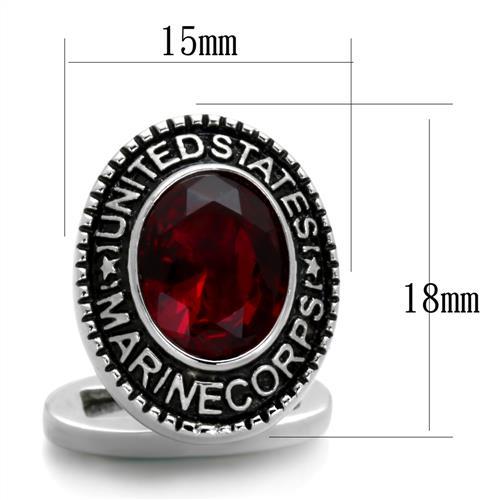 CJE1646 Wholesale Men's Stainless Steel Marine Corps Synthetic Siam Cuff-link