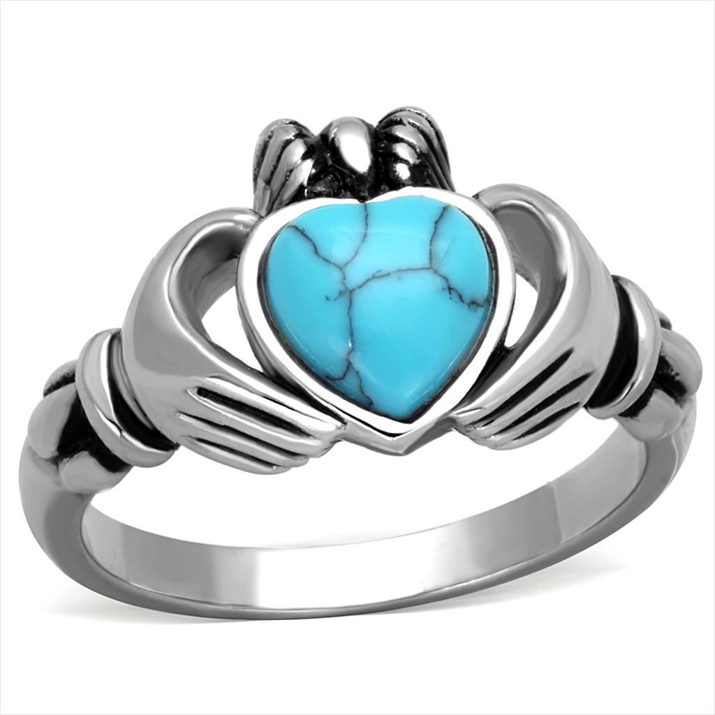 CJE1770 Claddagh Turquoise Heart Ring