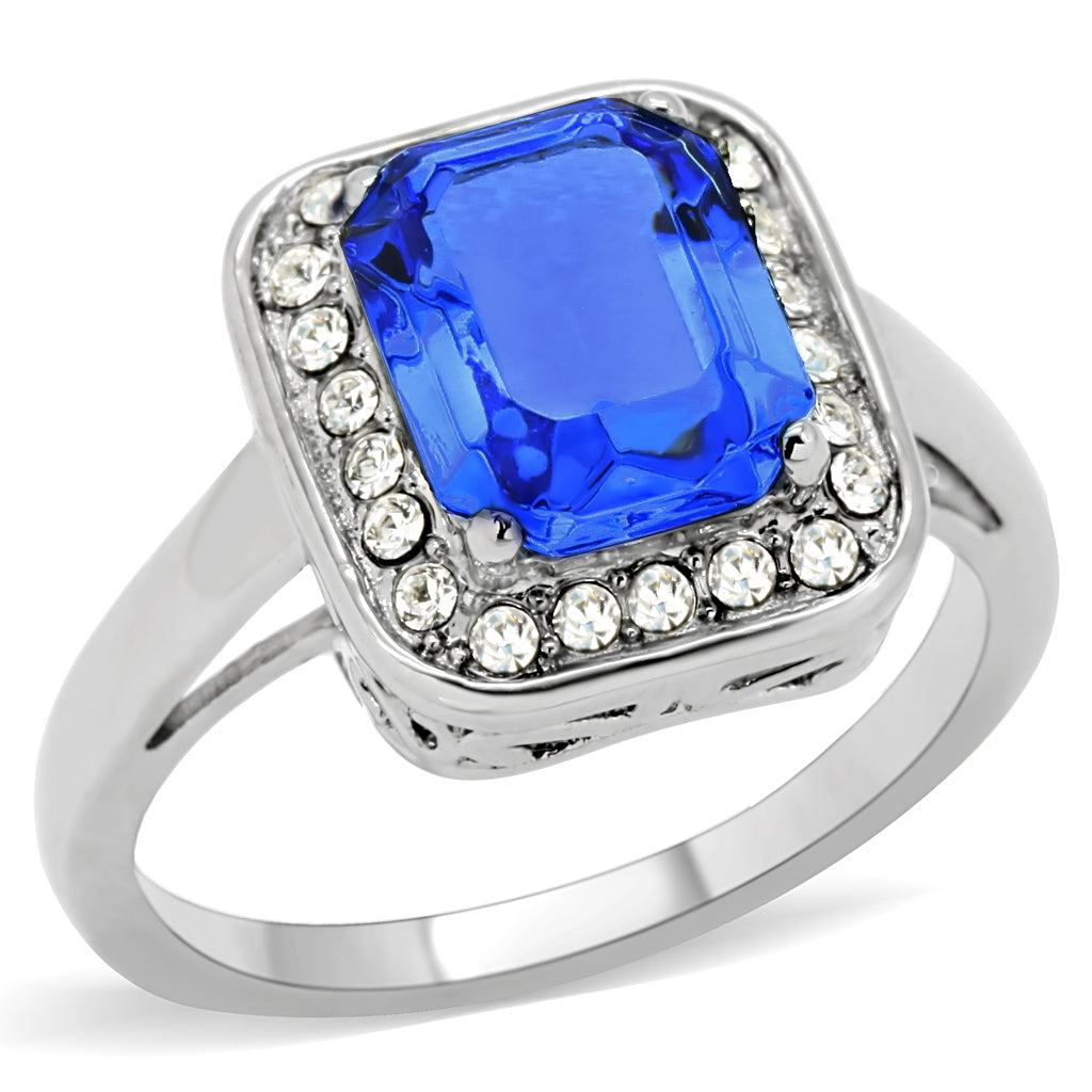 CJ178 Wholesale Women&#39;s Stainless Steel Top Grade Crystal Sapphire Ring