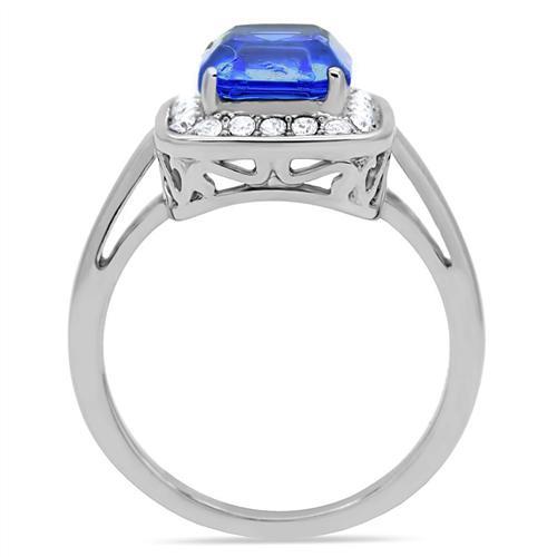 CJ178 Wholesale Women&#39;s Stainless Steel Top Grade Crystal Sapphire Ring