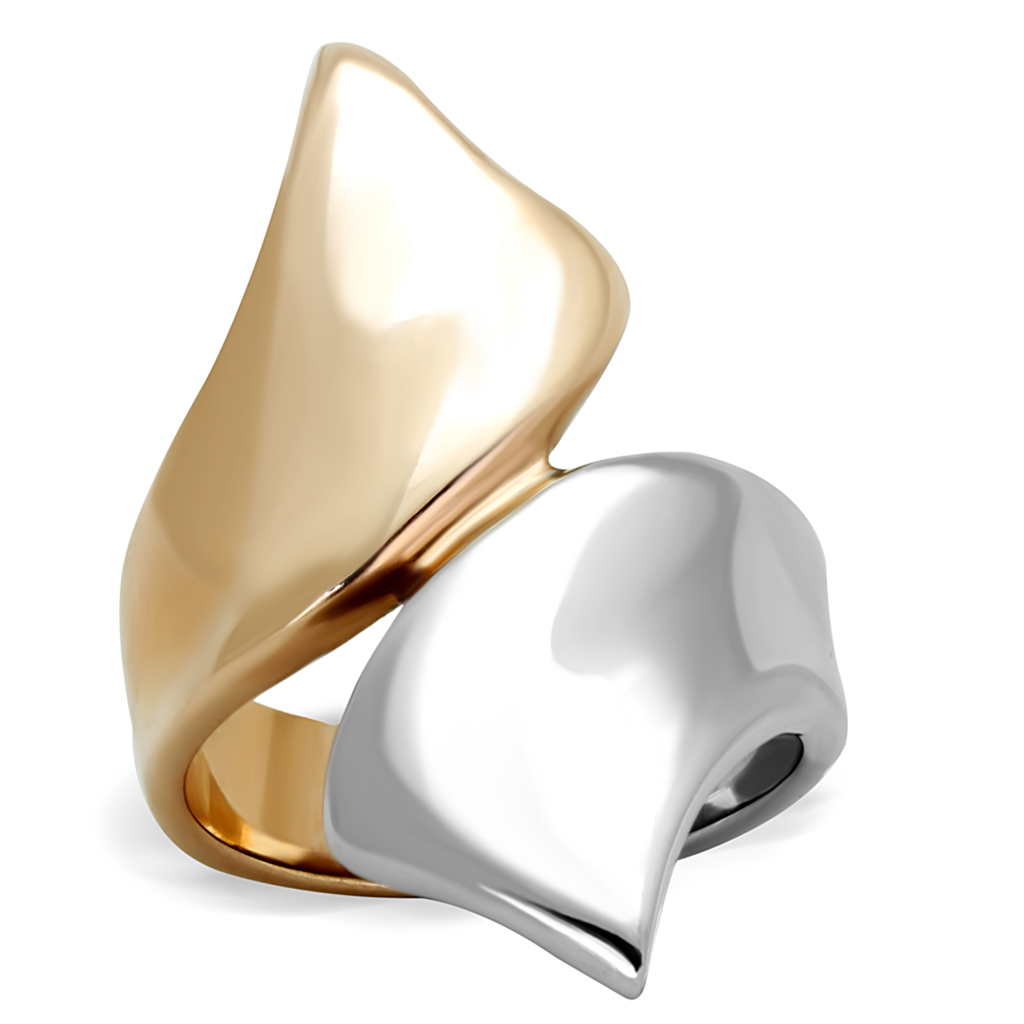 CJE1793 Two Tone Rose Gold Stainless Steel Ring