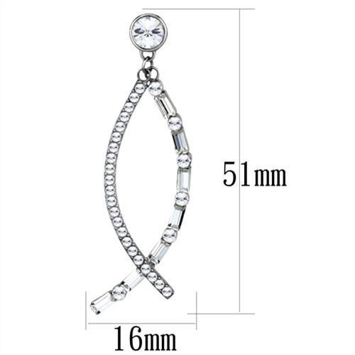CJ1806 Wholesale Women&#39;s Stainless Steel High polished Top Grade Crystal Clear Earrings
