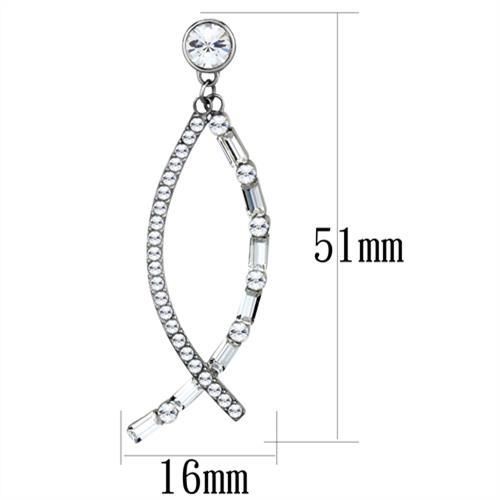 CJ1806 Wholesale Women's Stainless Steel High polished Top Grade Crystal Clear Earrings