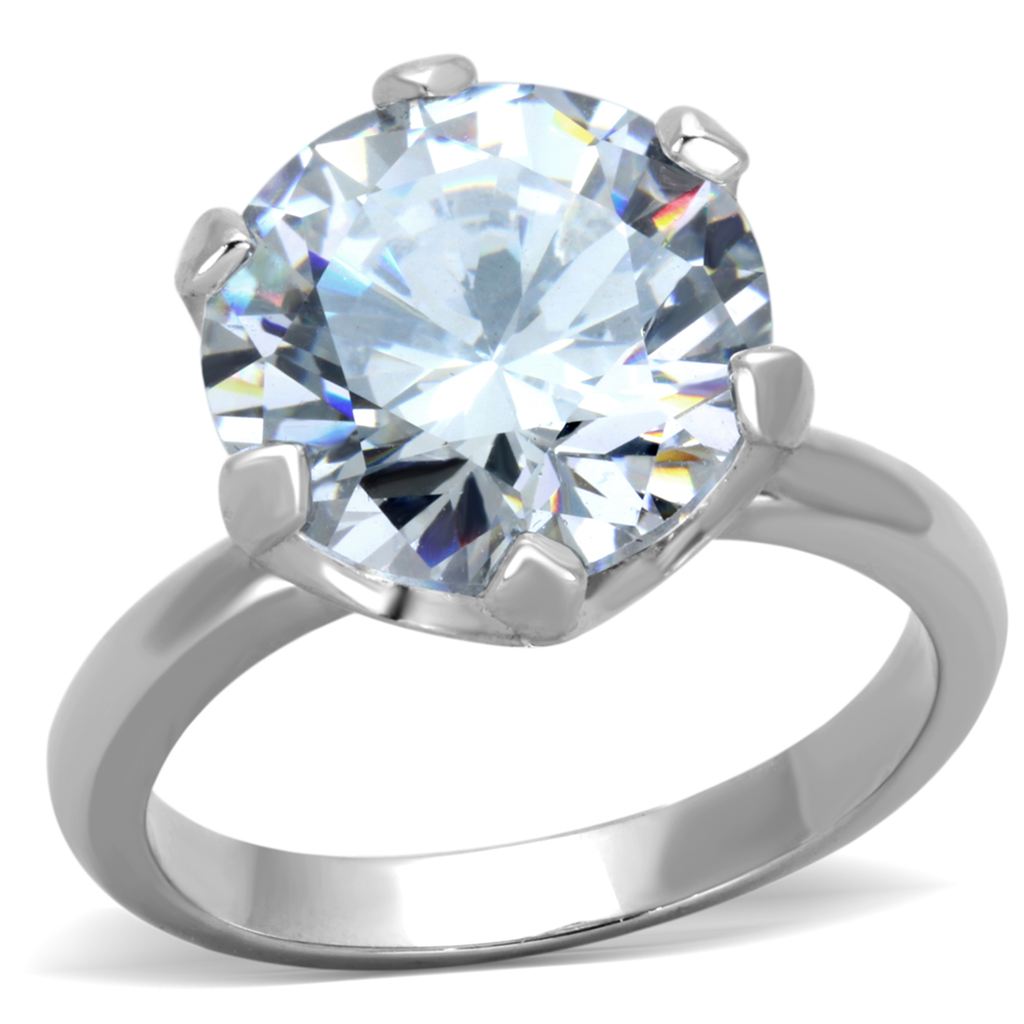 CJE1823 Stainless Steel AAA Grade Solitaire CZ Ring