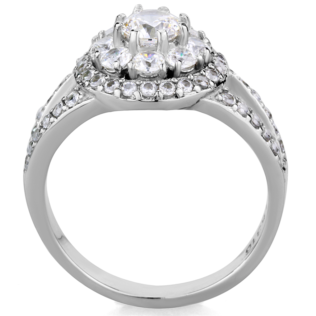 CJE1855 Women's Stainless Steel Double Band Cluster CZ Ring