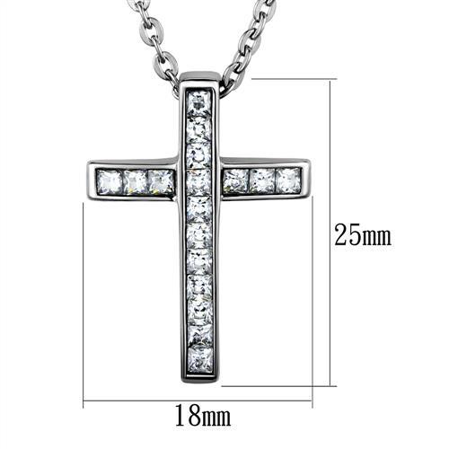 CJ1858 Wholesale Women's Stainless Steel High polished AAA Grade CZ Clear Cross Chain Pendant