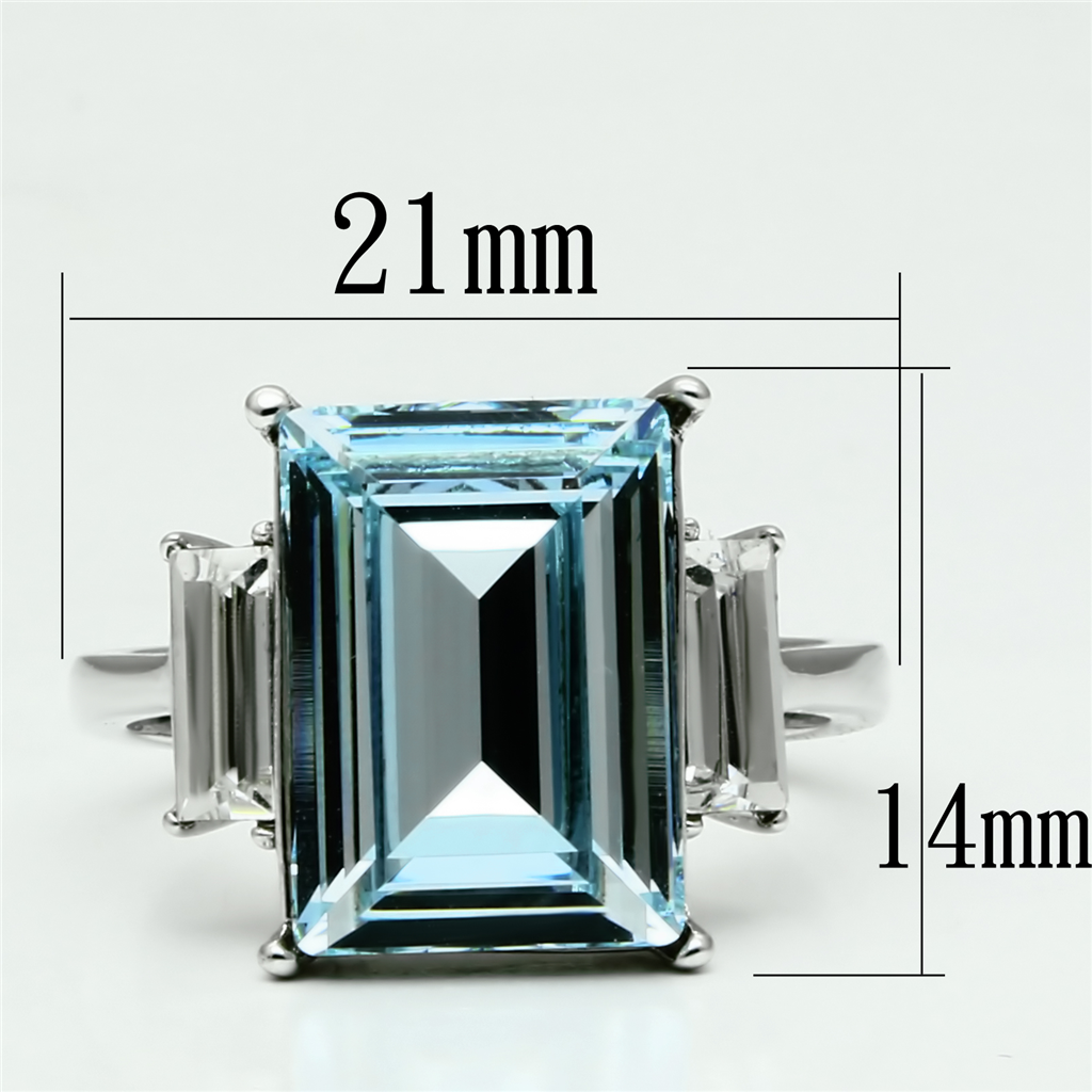 CJE1862 Wholesale Stainless Steel Top Grade Sea Blue Crystal Cocktail Ring