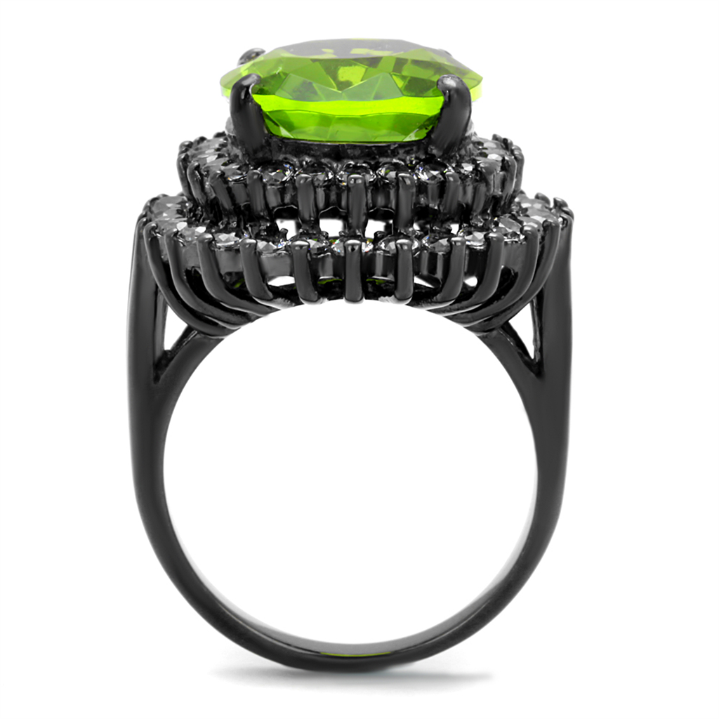 CJE1892LJ Wholesale Large Green Synthetic Glass Cocktail Ring in Stainless Steel