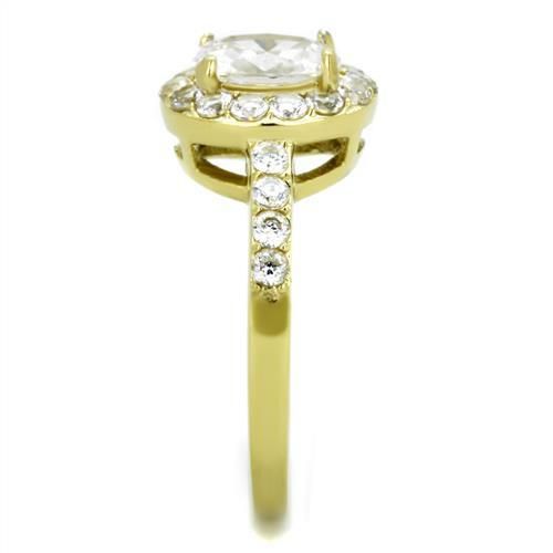 CJ1901 Wholesale Women&#39;s Stainless Steel IP Gold AAA Grade CZ Clear Ring