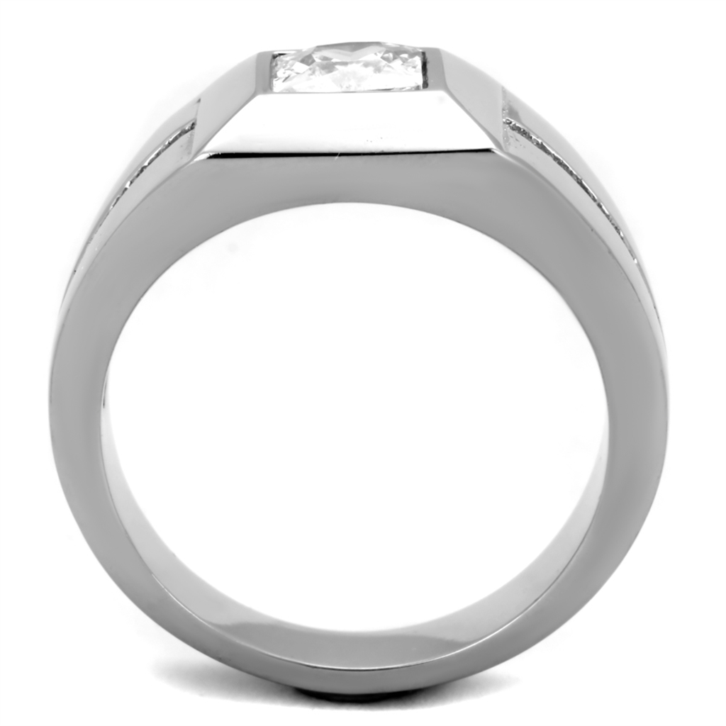 CJE1916 Men's Stainless Steel AAA Grade Square CZ Ring