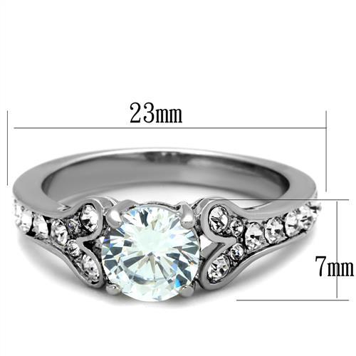CJE1918 Wholesale Women's Stainless Steel AAA Grade CZ Clear Heart Locked Ring