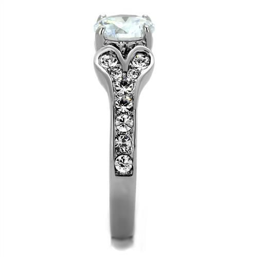 CJE1918 Wholesale Women's Stainless Steel AAA Grade CZ Clear Heart Locked Ring