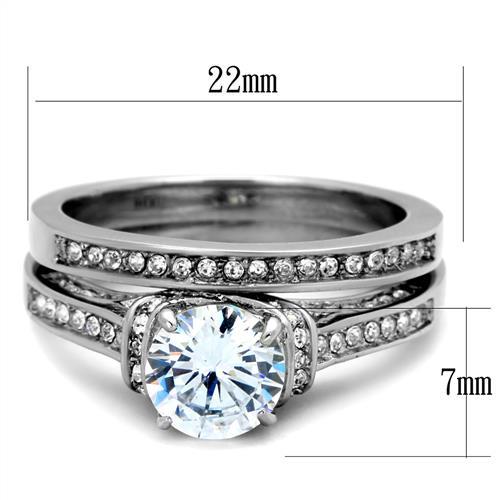 CJE1919 Wholesale Women's Stainless Steel AAA Grade CZ Clear Ring Set