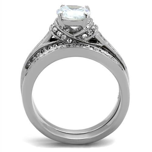 CJE1919 Wholesale Women's Stainless Steel AAA Grade CZ Clear Ring Set