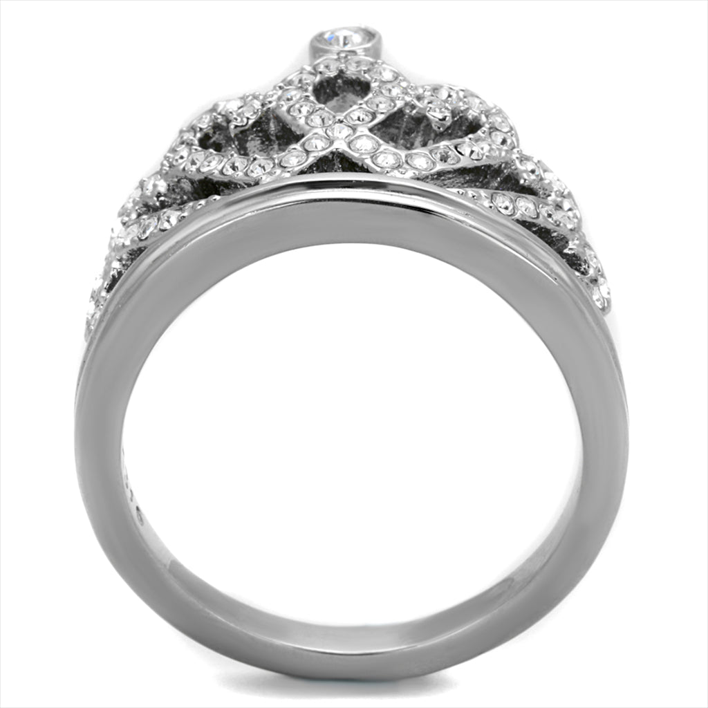 CJE1923 Crystal Top Grade Tiara Stainless Steel Ring