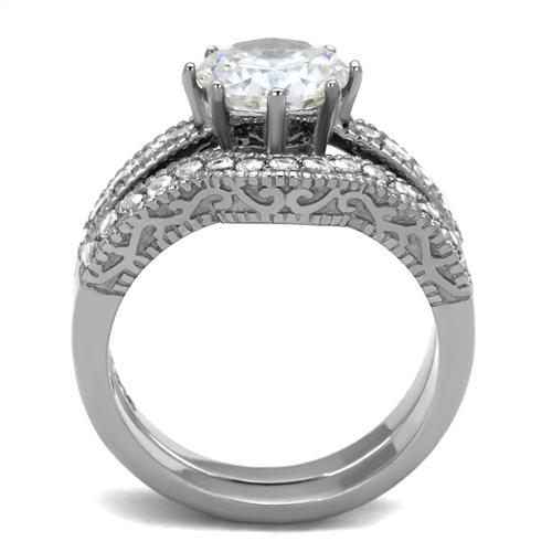 CJE1W007 Wholesale Women's Stainless Steel AAA Grade CZ Clear Vintage Ring Set
