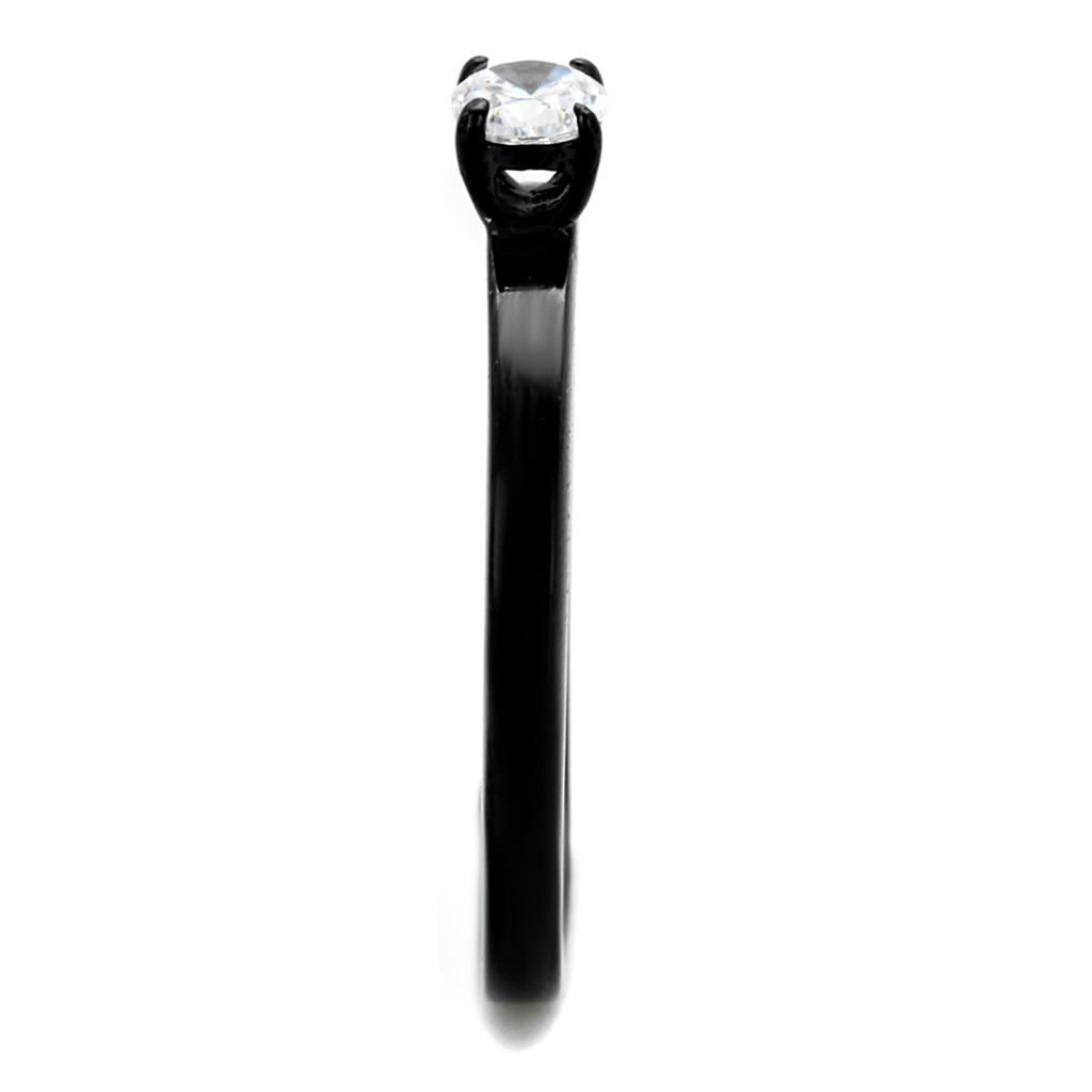 CJE2016 IP Black Stainless Steel CZ Solitaire Ring