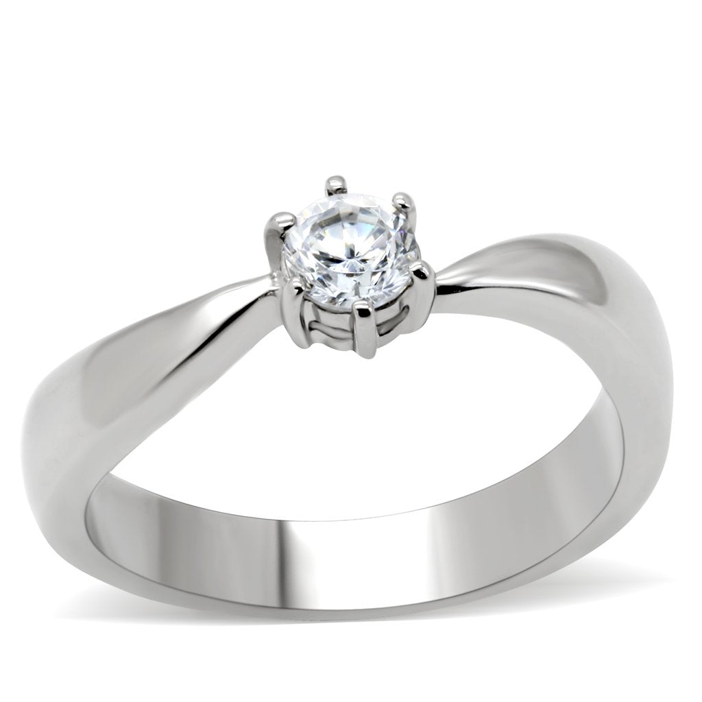 CJ201 Wholesale Women's Stainless Steel AAA Grade CZ Clear Ring
