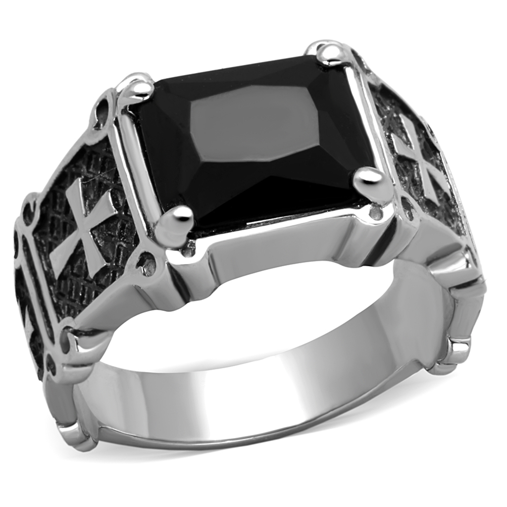 CJE2055 Jet Cross Men's Motif Ring