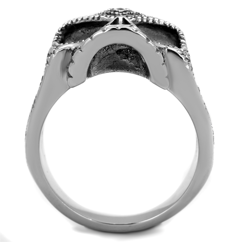 CJE2060 Amethyst Stainless Steel Skull Men's Ring