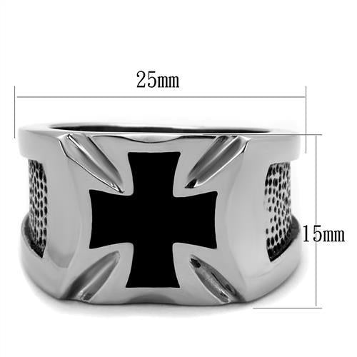CJE2064 Wholesale Women's Stainless Steel High polished Epoxy Jet Biker Ring