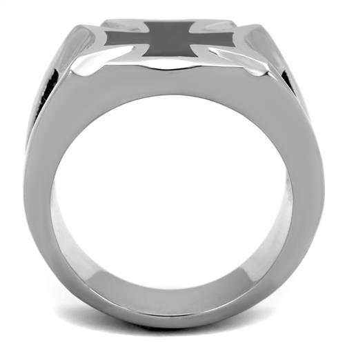 CJE2064 Wholesale Women's Stainless Steel High polished Epoxy Jet Biker Ring