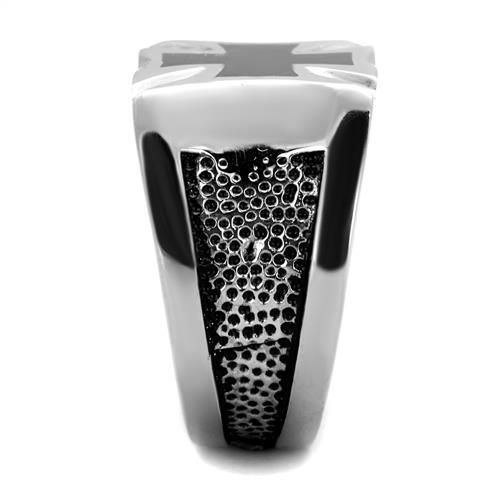 CJE2064 Wholesale Women's Stainless Steel High polished Epoxy Jet Biker Ring