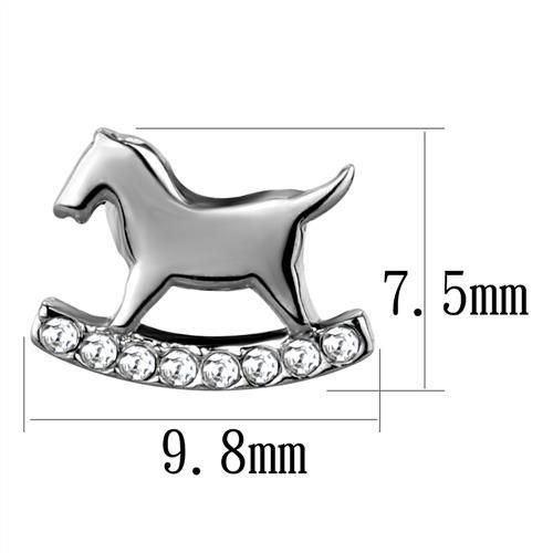 CJE2153 Wholesale Women&#39;s Stainless Steel High Polished Top Grade Crystal Clear Horse Earrings
