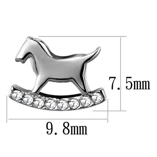 CJE2153 Wholesale Women's Stainless Steel High Polished Top Grade Crystal Clear Horse Earrings