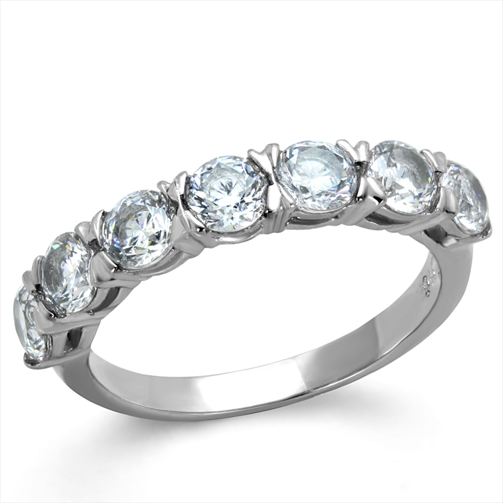 CJE2182 Stainless Steel 7 Stone CZ Band Ring