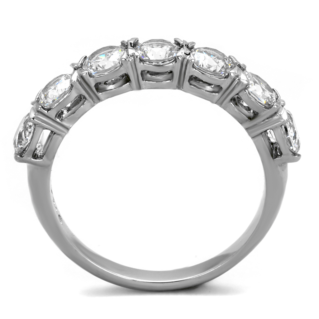 CJE2182 Stainless Steel 7 Stone CZ Band Ring