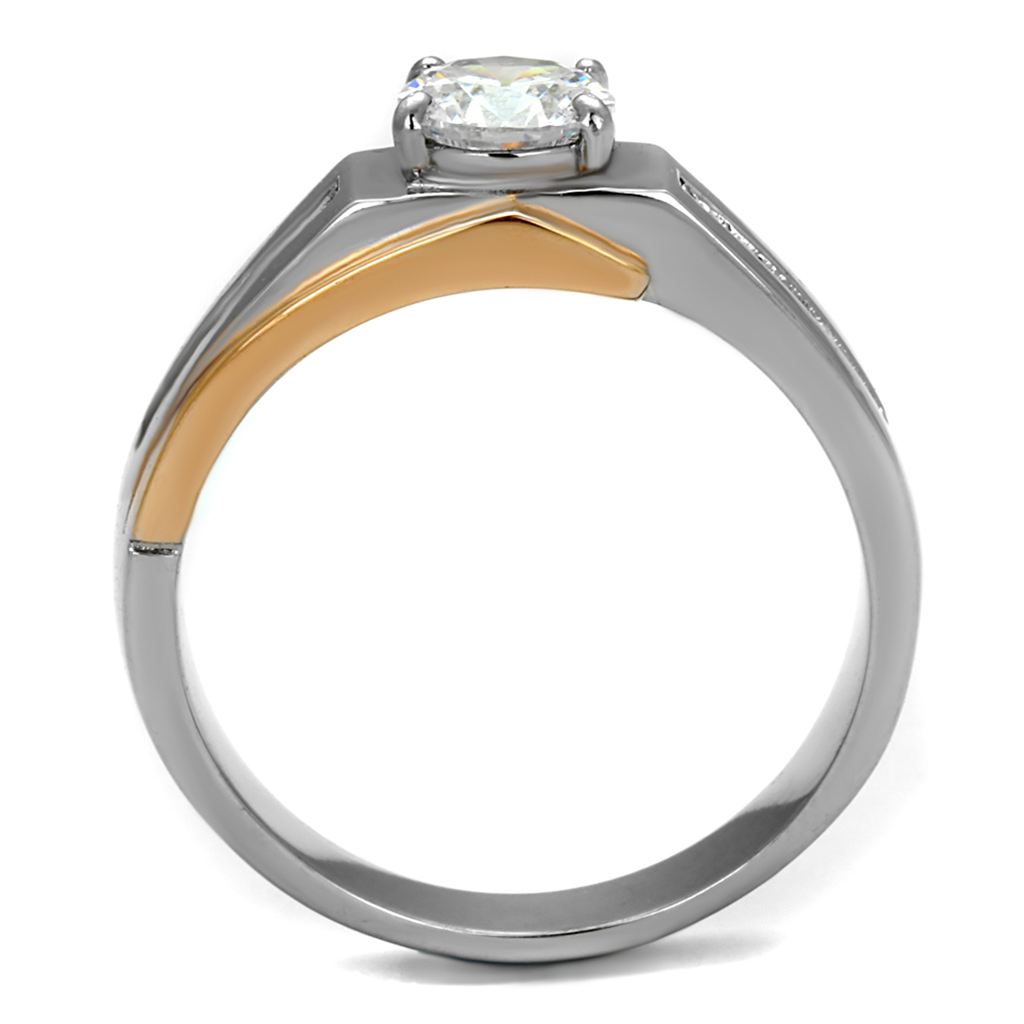 CJE2218 Two-Tone Men's CZ Wedding Band Ring