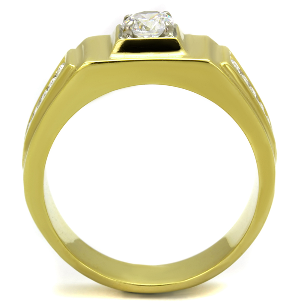 CJE2222 Square Cut CZ Gold Plated Men's Ring