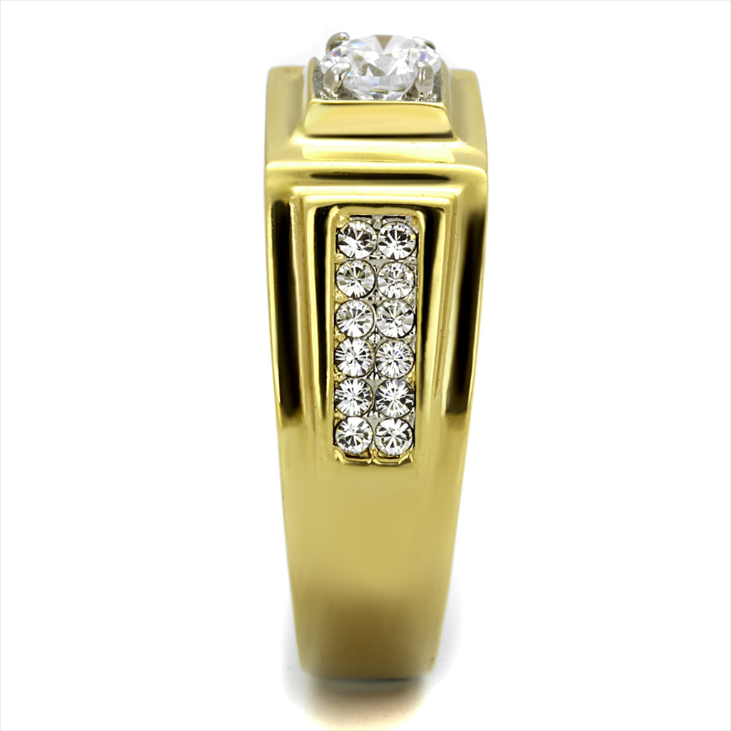 CJE2222 Square Cut CZ Gold Plated Men&#39;s Ring