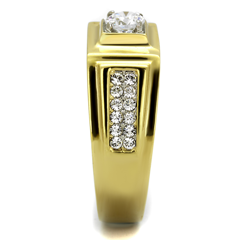 CJE2222 Square Cut CZ Gold Plated Men's Ring
