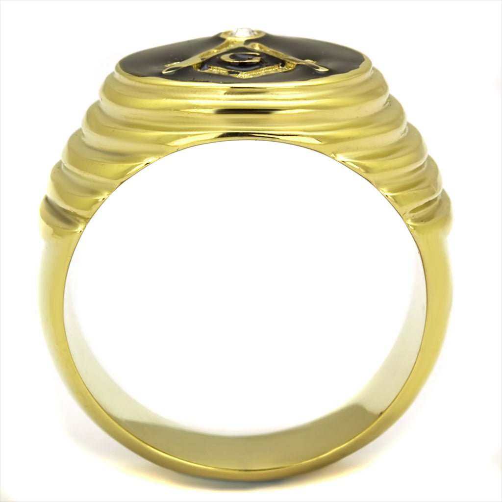 CJE2224 IP Gold Plated Men&#39;s Masonic Emblem Ring