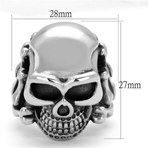 CJ2246 Wholesale Men's Stainless Steel High Polished Bones & Skull Ring