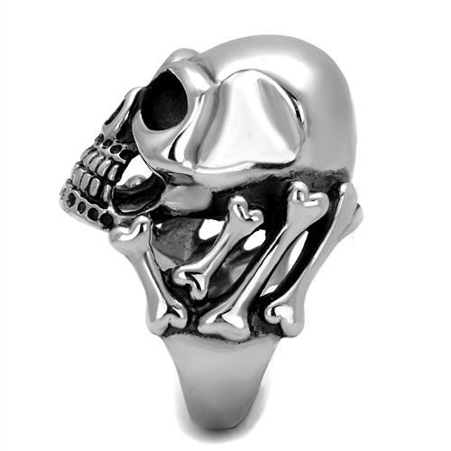 CJ2246 Wholesale Men's Stainless Steel High Polished Bones & Skull Ring