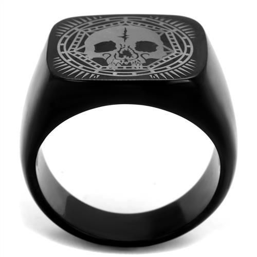 CJ2306 Wholesale Men's Stainless Steel IP Black Skull Ring