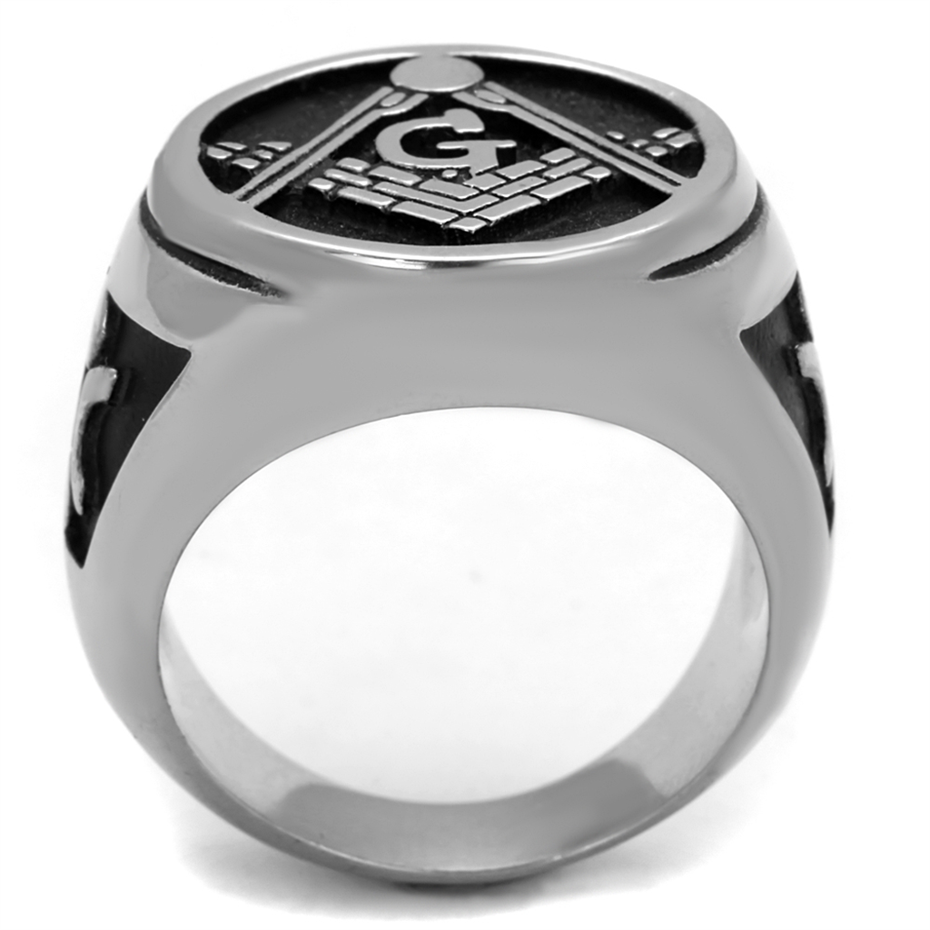 CJE2315 Wholesale Men's Stainless Steel Black Epoxy Masonic Ring