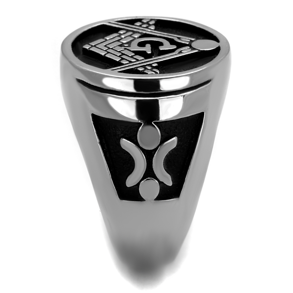 CJE2315 Wholesale Men's Stainless Steel Black Epoxy Masonic Ring