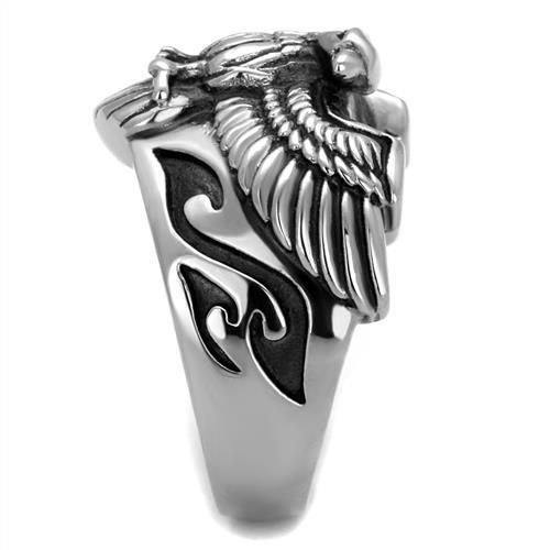 CJE2319 Wholesale Men's Stainless Steel Epoxy Jet Eagle Biker Ring