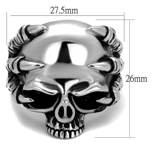 CJ2323 Wholesale Men's Stainless Steel Epoxy Jet Skull Claws Ring