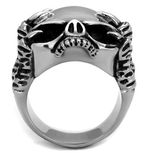 CJ2323 Wholesale Men's Stainless Steel Epoxy Jet Skull Claws Ring